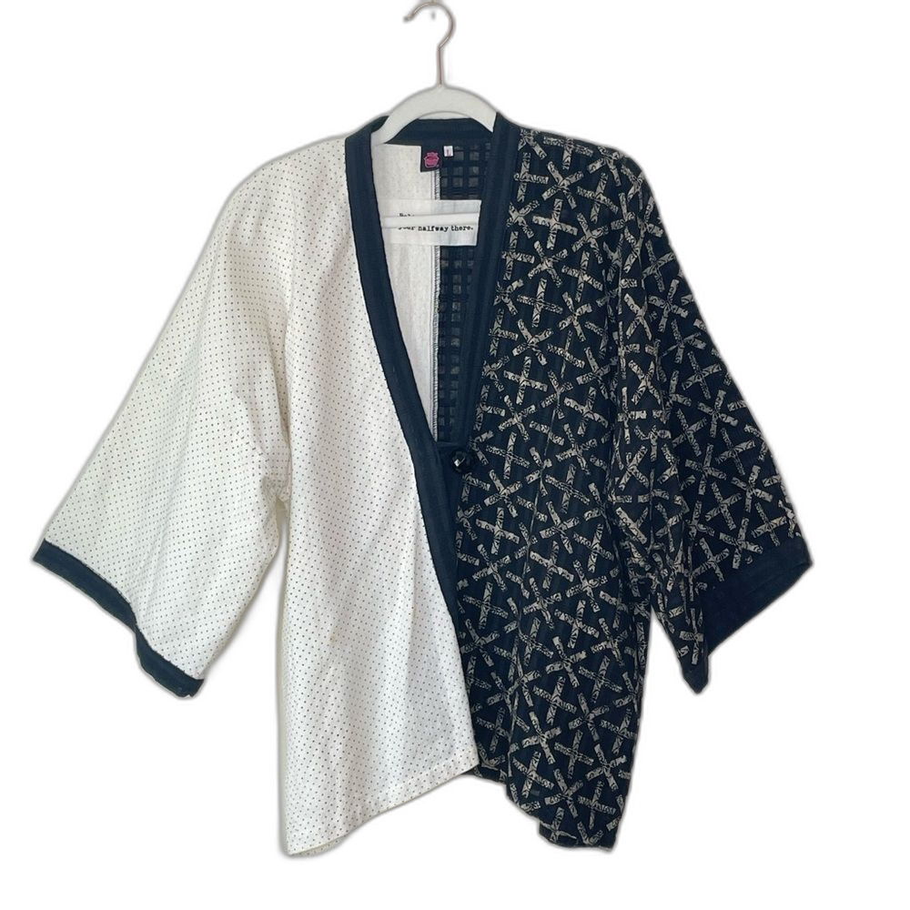 Cupcake International Patchwork Kimono Jacket Black White Large